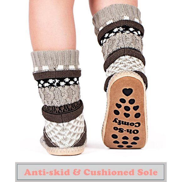 Women's Fuzzy Slipper Socks Winter Indoor Shoes Non-slip Gripper Sole - Picture 4 of 8